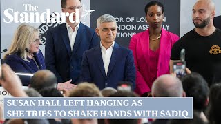 Defeated Susan Hall 'left hanging' as she tries to shake Sadiq Khan's hand