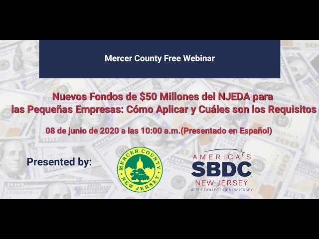 Seminario web del 08 de junio de 2020: Nuevo NJEDA $50 millones de fondos para pequeñas empresas