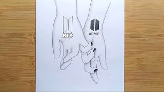 BTS & ARMY Holding Hands drawing | BTS ARMY HAND DRAWİNG | BTS Army El Çizimi | Pencil Drawing