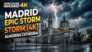 β‘ Madrid Storm Walk 4K | Historic Center in Rain & Thunder | Discover Madrid 4K