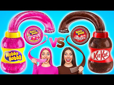 Видео: Челлендж. Розовая Еда против Шоколадная Еда | Смешные Челленджи от Choco DO