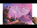 Acrylic landscape painting in timelapse  easy nepali art mt everest and lhotse