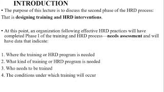 Training/HRD Designing