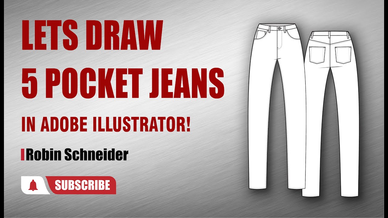 Illustrator Flat Fashion Sketch V11 Straight Leg Jeans with Front