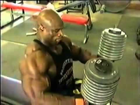 Ronnie Coleman 90kg/200lb Dumbell Press for reps
