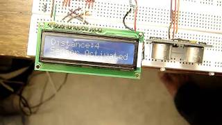 Ping ultrasonic range finder test on breadboard