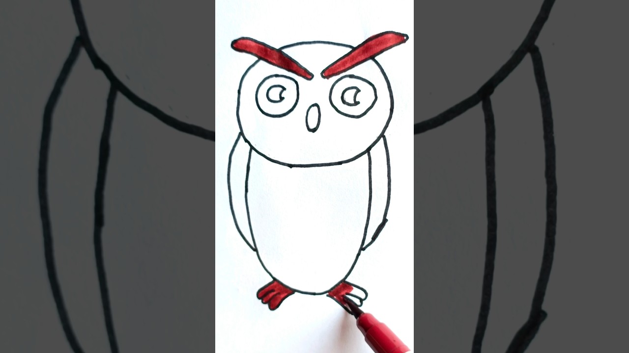 Easy owl colouring drawing # shorts # kids
