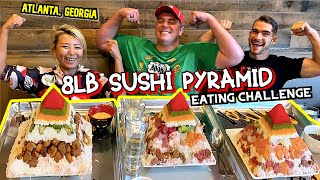 8LB SUSHI PYRAMID CHALLENGE in Atlanta, Georgia!! ft. Randy Santel #RainaisCrazy | ManvsFood