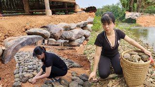 making luffa trellis - making natural stone road - new life of | Ban Thi An