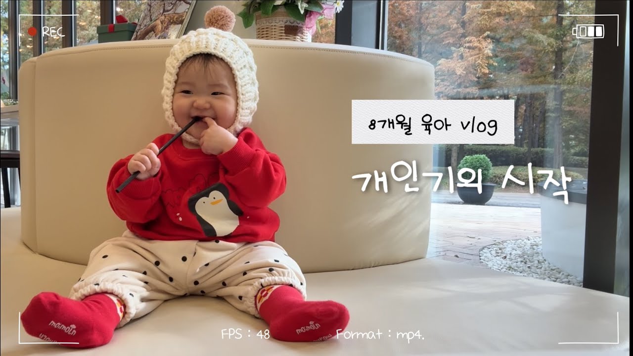 8개월 육아 브이로그 :  모방행동 시작과 무한 개인기 연습 (잼잼.빠빠이.사랑해요)