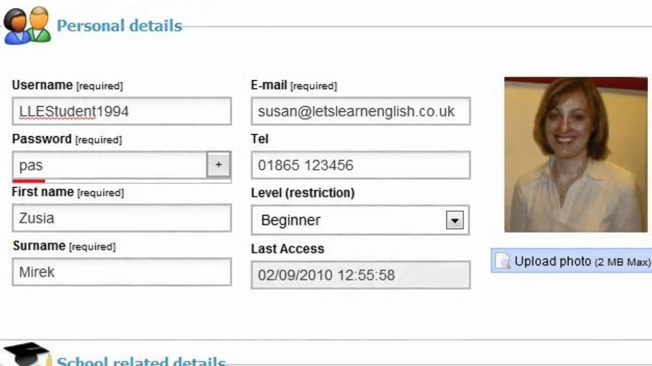 Member Account page - Students' View