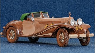 🪵How to Carve 1936 Mercedes-Benz 500K Special Roadster Out of Wood | ASMR Woodworking