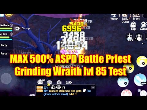 MAX 500% ASPD BATTLE PRIEST GRINDING lvl 85 WRAITH - RAGNAROK ORIGIN ...