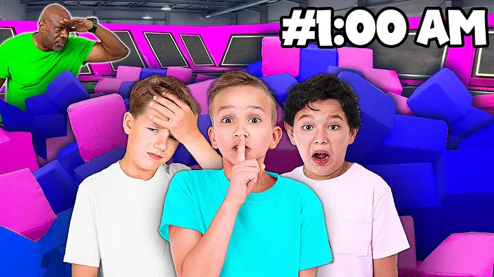 24 HOUR OVERNIGHT CHALLENGE in TRAMPOLINE PARK!