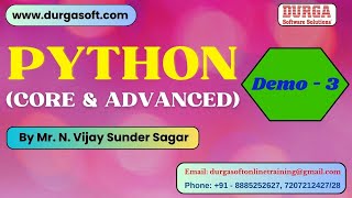 PYTHON tutorials || Demo - 3 || by Mr. N. Vijay Sunder Sagar On 13-06-2024 @10PM IST
