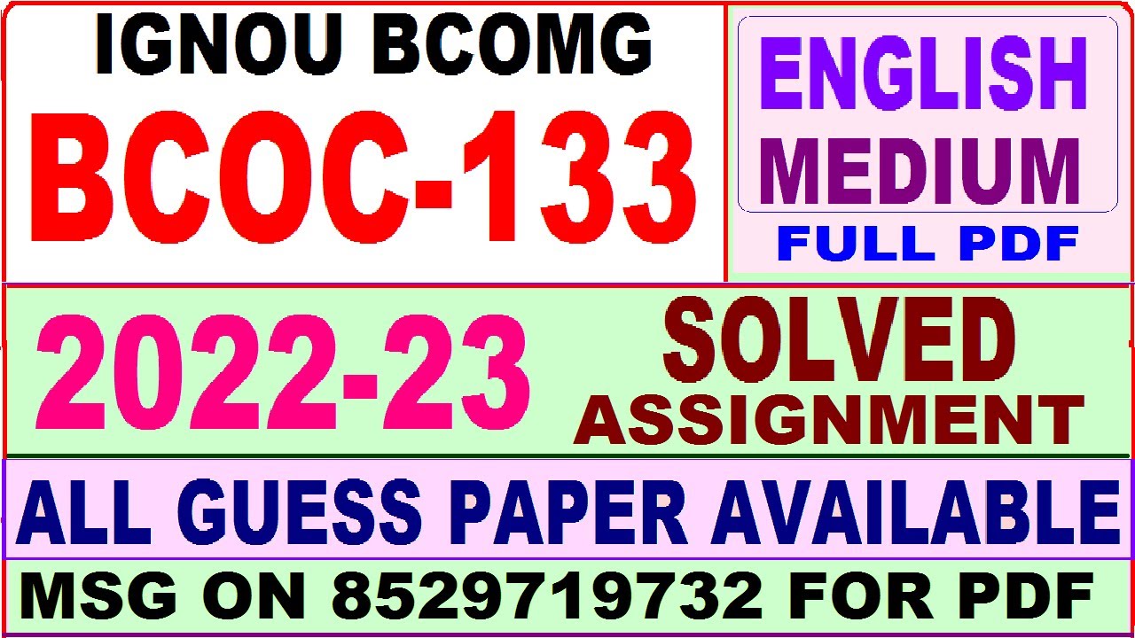 bcoc 133 solved assignment 2022 23