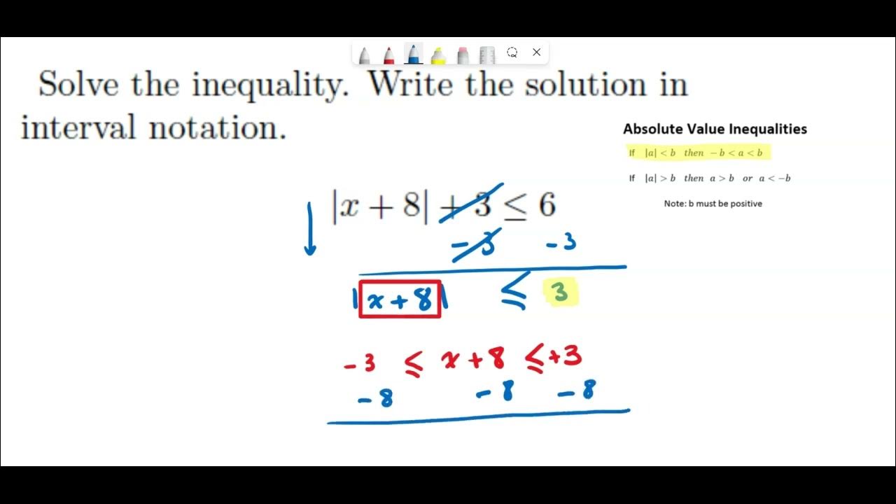 Solving Absolute Value inequalities, Interval Notation. - YouTube