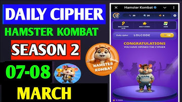 Hamster Kombat Dev Game Daily Cipher 7 March | Hamster Kombat Daily Cipher Code | Daily Combo
