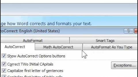 How to view the AutoCorrect Options in a document