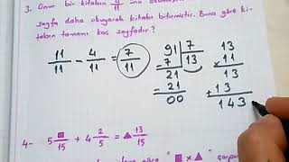 5.sınıf matematik Kesirlerle toplama ve çıkarma problemleri