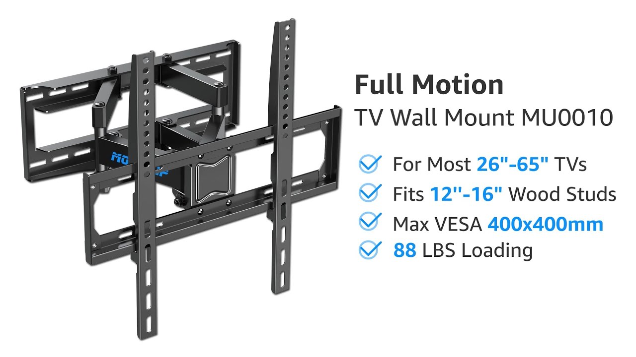 Full Motion TV Wall Mount for 26''-65'' TVs MU0010-B from MOUNTUP Display