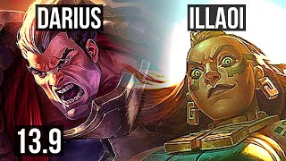 DARIUS vs ILLAOI (TOP) | 11 solo kills, Legendary, 1.4M mastery, 17/3/4 | KR Diamond | 13.9