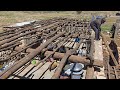Nomadic life: Building a summer shelter with wood in the mountains, traditional life
