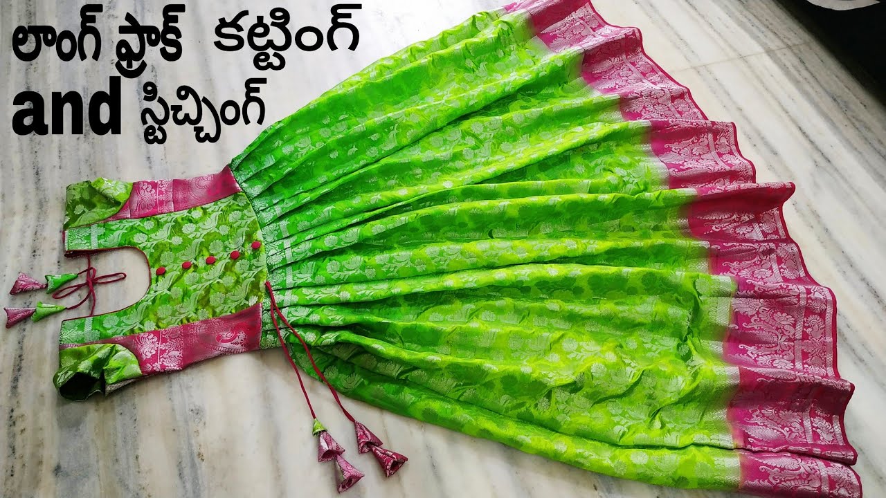 long frock cutting and sticthing in telugu/ 40 Size 