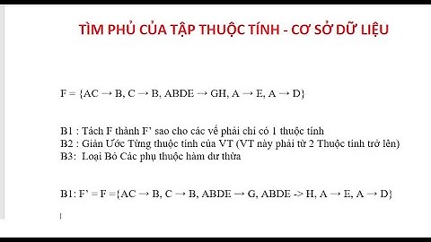 Tìm Phủ Tối Thiểu Trong Cơ Sở Dữ Liệu