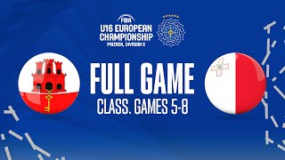 Gibraltar v Malta | Full Basketball Game | FIBA U16 European Championship 2022