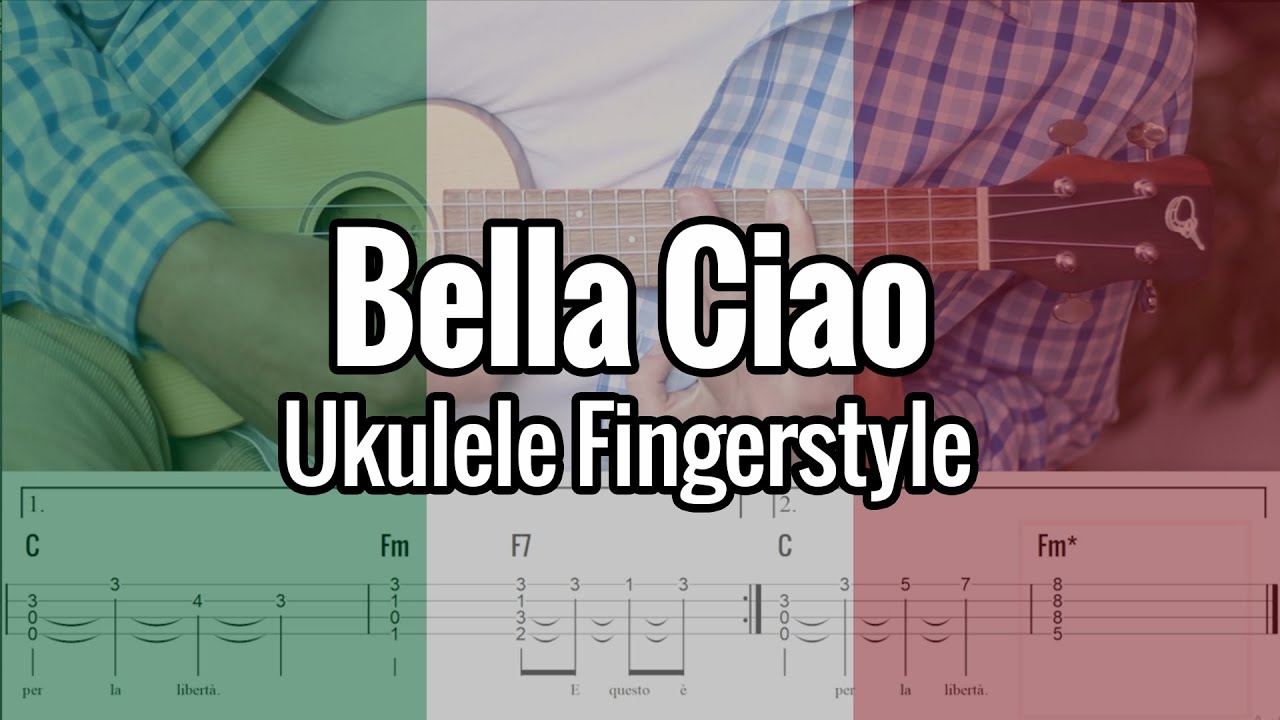 Bella Ciao (Ukulele Fingerstyle Play Along) Tabs On Screen - YouTube