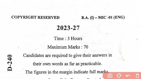 BA Part-1 Sem-1 MIC-1 English Question paper Review