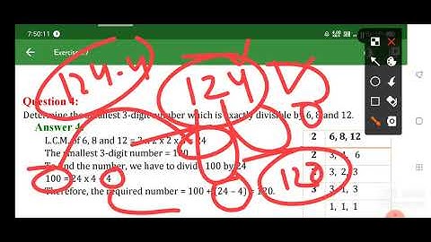 #class-6th maths//determine the smallest 3-digit number which is exactly divisible by 6,8,12//ex-3.7