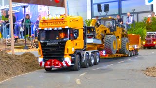 MIND BLOWING RRC MACHINES IN MOTION  RC SCANIA HEAVY HAULAGE  LIEBHERR RC EXCAVATOR