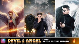 Devil vs Angel Wings Concept Photo Editing in Picsart || Devil vs Angel Editing Tutorial || CS EDITZ screenshot 5