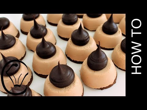 Mini Toblerone Cheesecake Bites topped with Chocolate Truffle Kisses