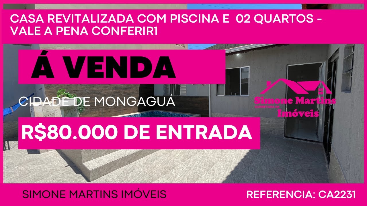 CASA REVITALIZADA COM PISCINA E 02 QUARTOS Á VENDA NA PRAIA DE MONGAGUÁ, VALE A PENA CONFERIR!