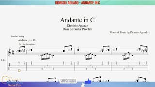Dionisio Aguado - Andante in C - For Guitar Tutorial with TABs