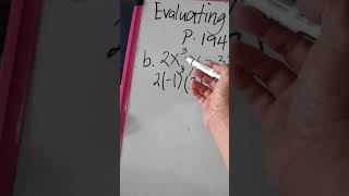 Evaluating Algebraic Expressions Continuation