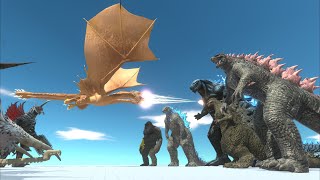 Godzilla Earth and its kind fight alongside Kong Glove Beast to stop Monster Zero's attack