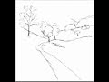 Drawing easy landscape sketch