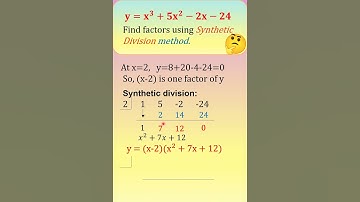 Synthetic Division Method I Factoring using Synthetic division I #shorts #short #youtubeshorts