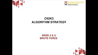 Algorithm Strategies: Brute Force (Part 2)