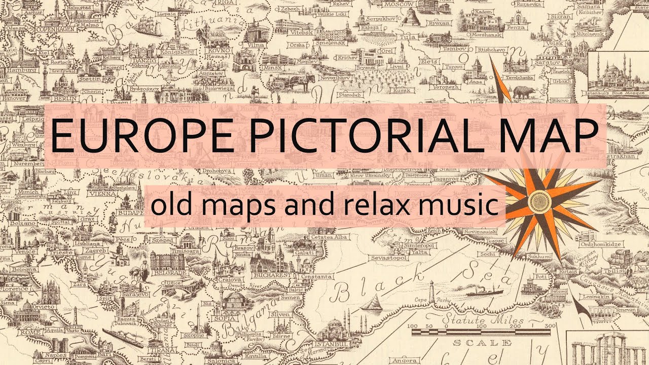 Europe : A pictorial map 1938 year / relax classic music / 1080[HD]