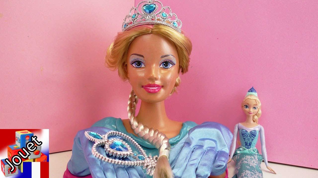 Le Géant De Barbie Elsa Tête À Coiffer Raiponce Mariée Relooking Rose Boîte  À Bijoux Boneka Barbie Boneca - Vidéo Dailymotion