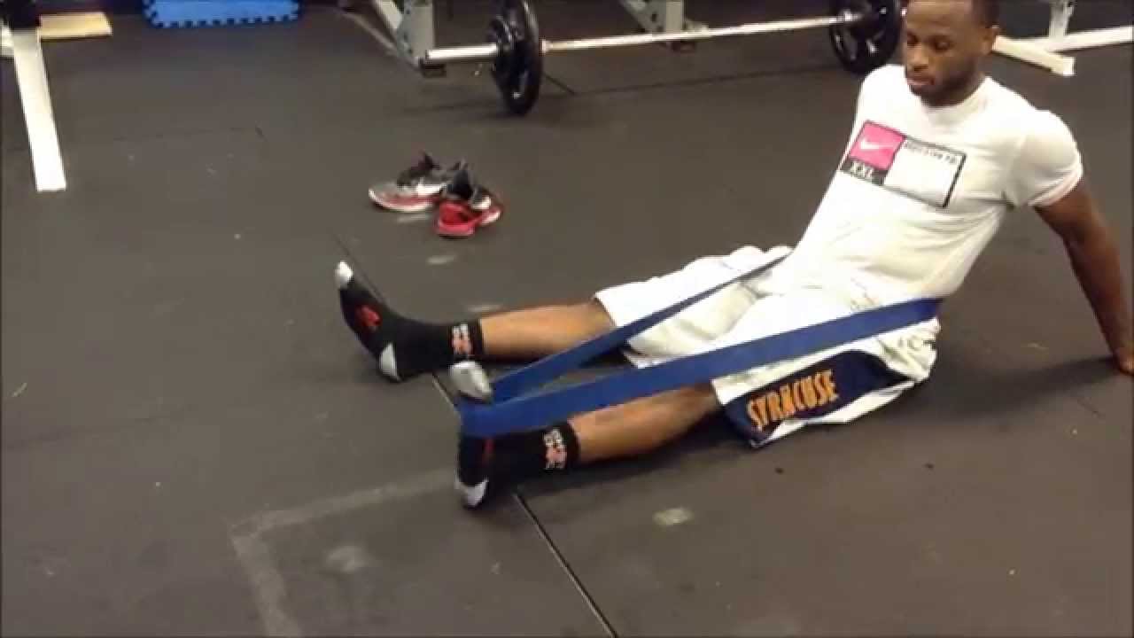 Basketball Seated Ankle Banded Stretches Fwd, Bkwd, Lateral