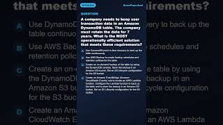 A company needs to keep user transaction data in an Amazon DynamoDB table | AWS SAA-C03 #Shorts