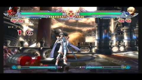 BlazBlue Continuum Shift II - j.2C Training Mode Glitch and Tager Specific Block-Strings