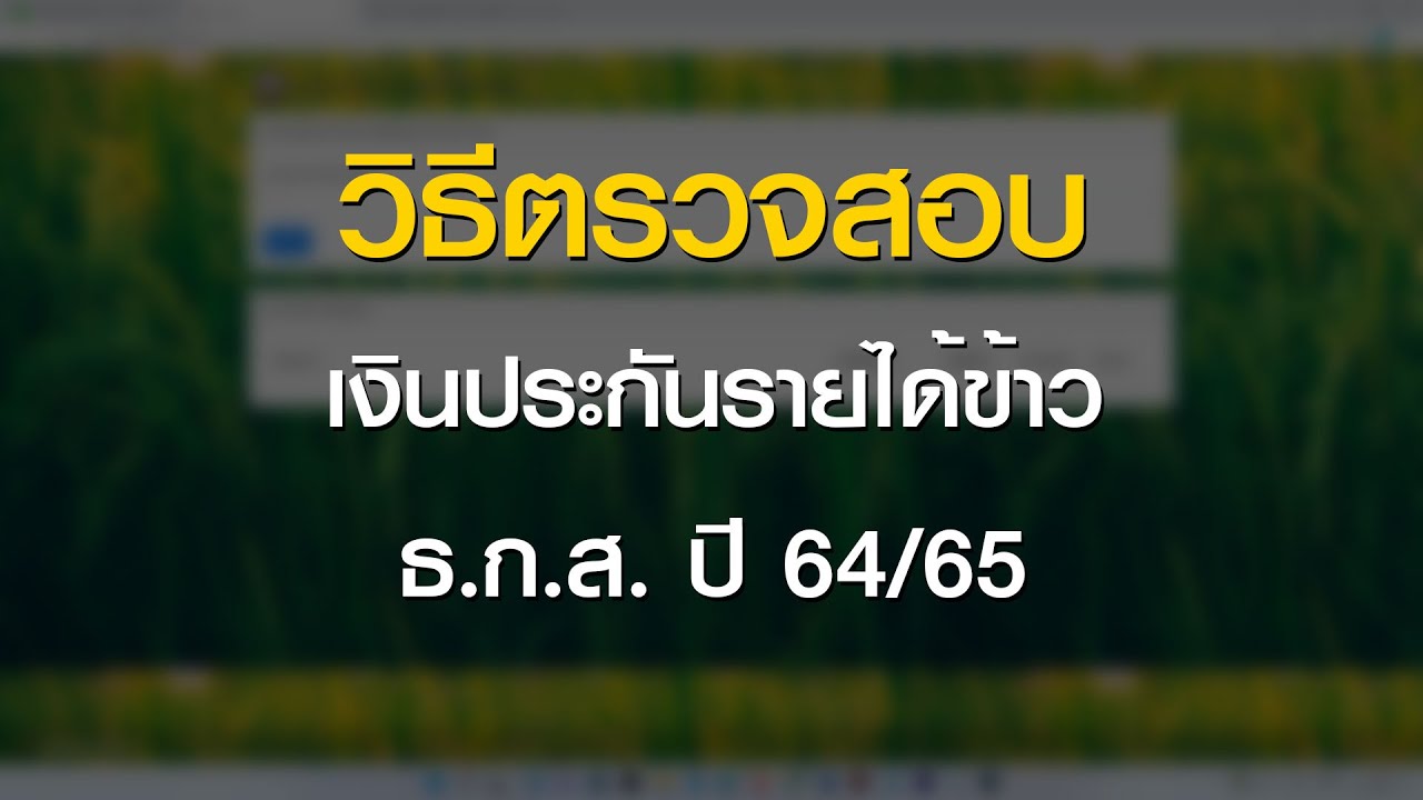 ตรวจสอบเงินประกันรายได้เกษตรกรปี 64 65 New Update วิธีเช็คเงินประกันรายได้ข้าว ธ.ก.ส. ปี 64/65