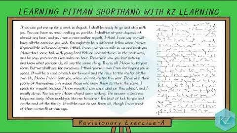 Pitman Shorthand -  Revisionary Exercise (A) Dictation (55 WPM) - KZ Learning